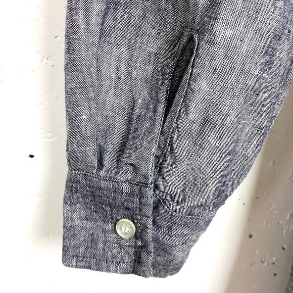 Neiman Marcus Womens Linen Shirtdress Roll Tab Sleeves Blue Mini Size Small - Picture 10 of 11